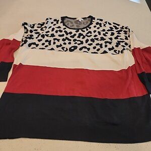 Belle Kim Gravel Sweater 3X Animal Print Color Block